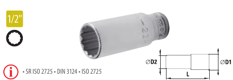 Capete chei tubulare lungi cu dublu hexagon 1/2” - DH