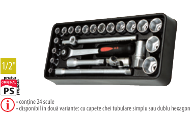 Modul PVC cu 24 capete chei tubulare-accesorii 1/2”