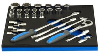 Set de capete chei tubulare 1/2" in suport SOS - 964/19S12SOS