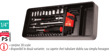 Modul PVC cu 38 capete tubulare accesorii 1/4”
