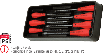 Modul PVC cu 7 şurubelniţe mâner bimaterial