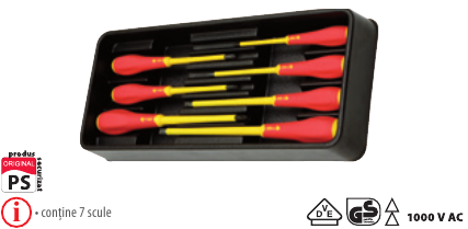 Modul PVC cu 7 şurubelniţe VDE-1000V bimaterial