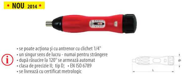 Şurubelniţă dinamometrică 1/4"