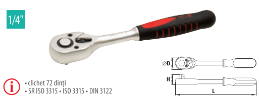 Antrenor cu clichet reversibil MONTAJ GREU 1/4”