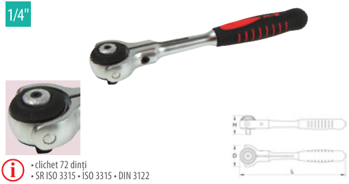 Antrenor cu clichet reversibil ROTOHEAD 1/4”