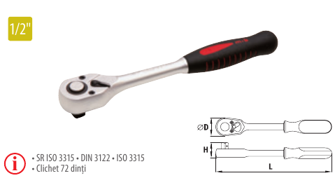 Antrenor cu clichet reversibil MONTAJ GREU 1/2”