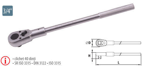 Antrenor cu clichet reversibil 3/4”