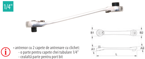 Antrenor 2×clichet pentru capete 1/4” şi bituri