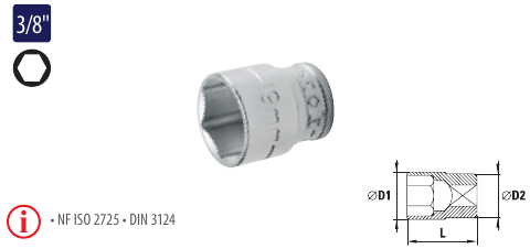 Capete chei tubulare cu simplu hexagon 3/8” - SH