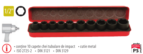 Set 10 capete chei tubulare de impact