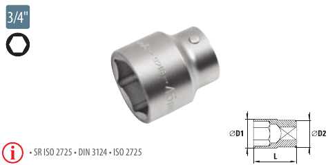 Capete chei tubulare cu simplu hexagon 3/4” - SH