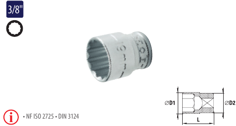 Capete chei tubulare cu dublu hexagon 3/8” - DH