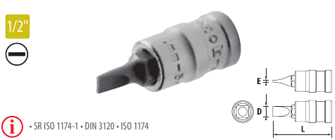 Capete chei tubulare cu bit locaş crestătură 1/2”