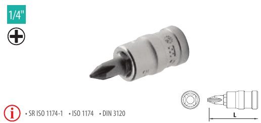 Cap cheie tubulara cu bit locas Phillips 1/4”