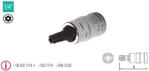 Capete chei tubulare cu bit locaş TamperTorx 1/4”
