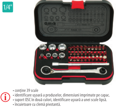 Trusă XS-BOX39×1/4” capete/bituri
