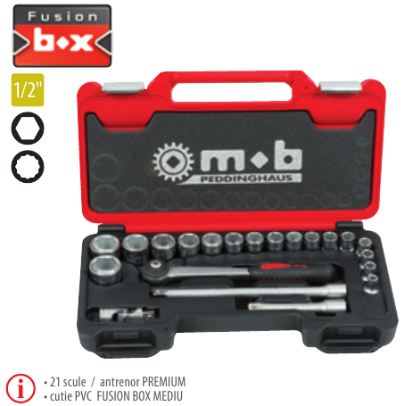 Trusă Fusion Box Mediu TCCT21P×1/2” capete/ accesorii