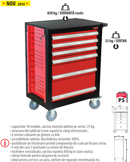 Servantă mobilă pentru scule TSG10 BASELINER