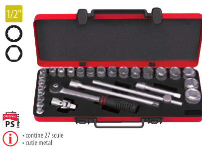 Trusă capete chei tubulare şi accesorii TM27×1/2”