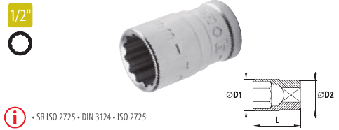 Capete chei tubulare cu dublu hexagon 1/2” - DH