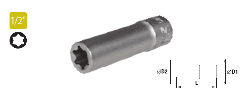 Capete chei tubulare lungi cu profil Torx 1/2”